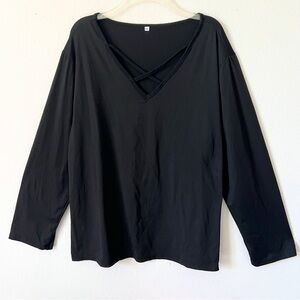 Long Sleeve Top With Cage Neckline